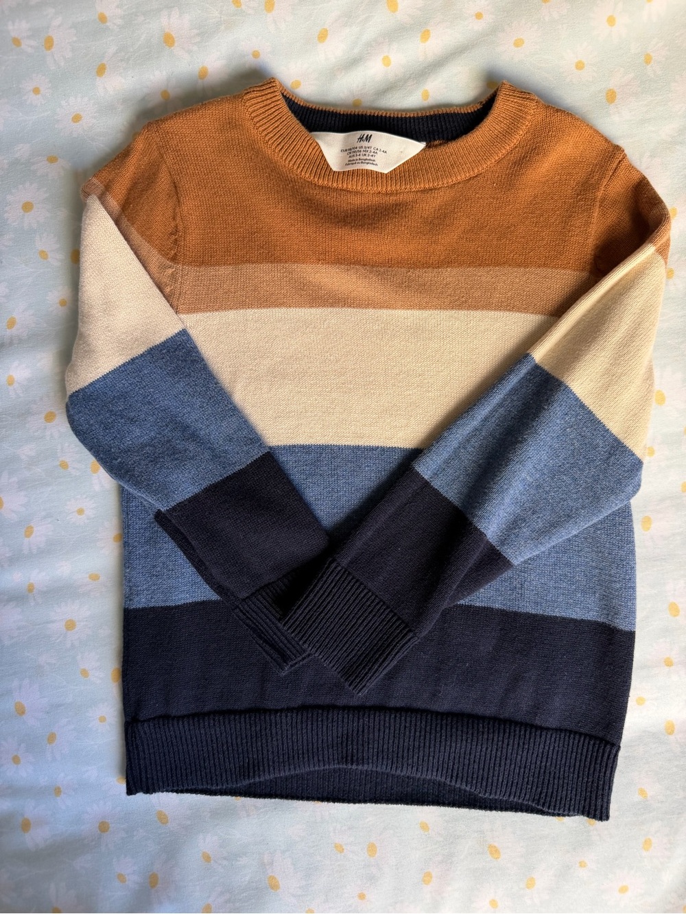 H&M Men’s Striped Crewneck Sweater - Rust, Cream, Light Blue & Navy